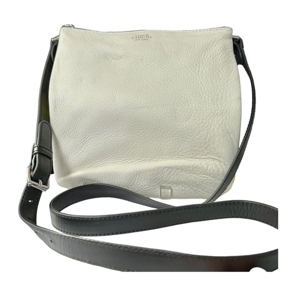 Vince Camuto Neve Crossbody Bag Snow White & Citron Yellow Pebbled Leather - Picture 2 of 16